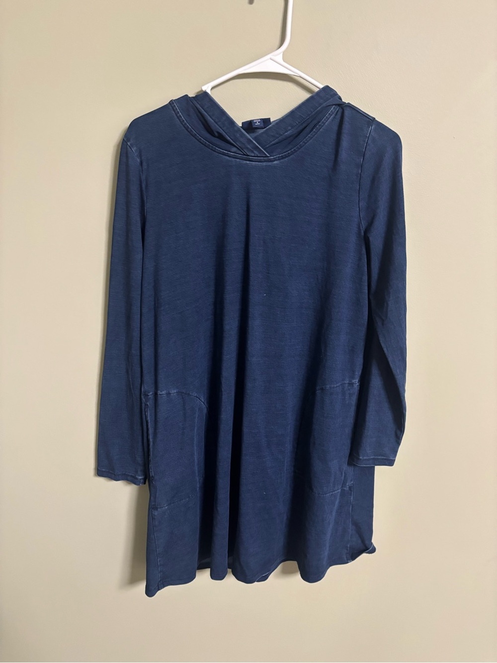 Pure J. Jill Indigo Petite Small Hood Dress Blue Lyocell Pockets Hooded Tunic